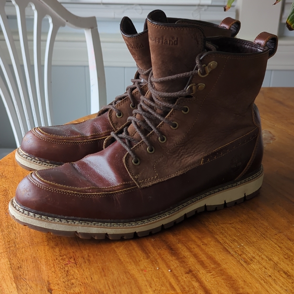 Timberland Brown Leather Moc-Toe Boots - Britton Hill